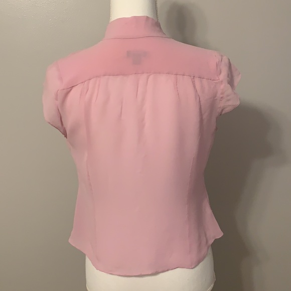 Ann Taylor, Silk blouse, button front with neck ties, pink, medium petite - Picture 4 of 7